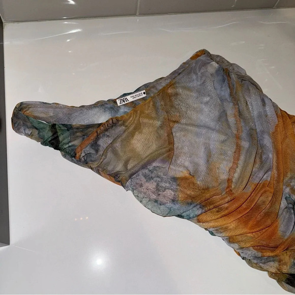 NWOT Zara Mesh Asymmetric Bodysuit - Picture 8 of 9